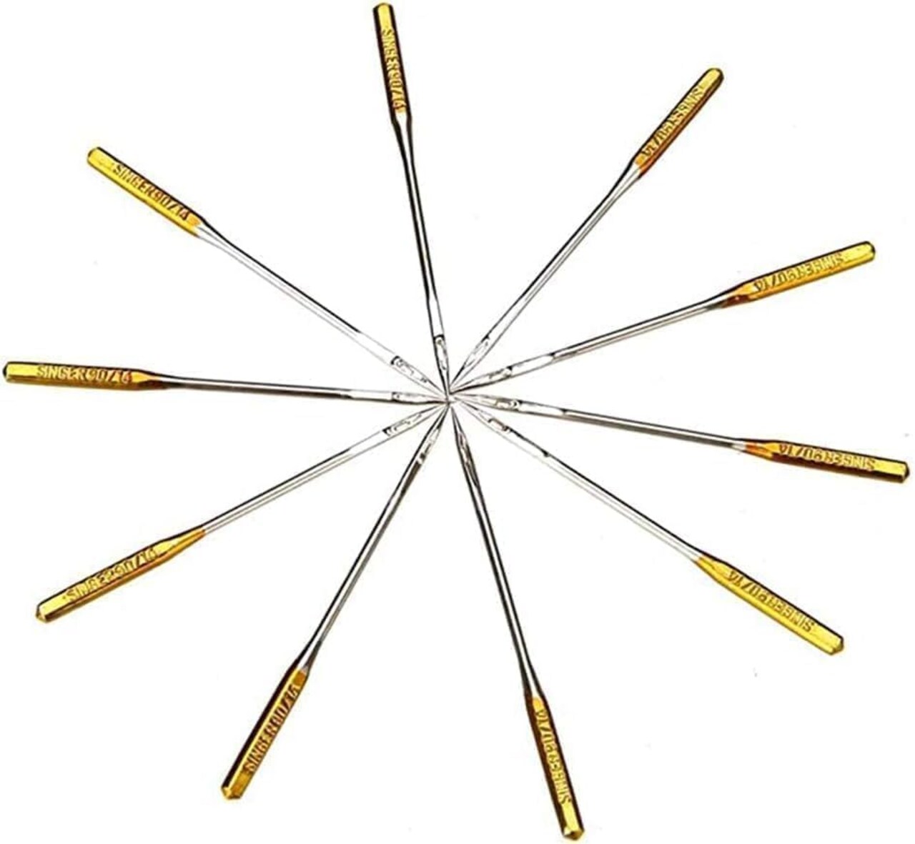 10PCS Silver Universal Sewing Machine Needles – Large Eye, Size 16 for Home Machines